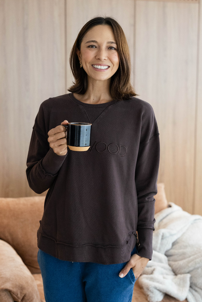 Simplified Chocolate Cotton Crewneck Sweatshirt