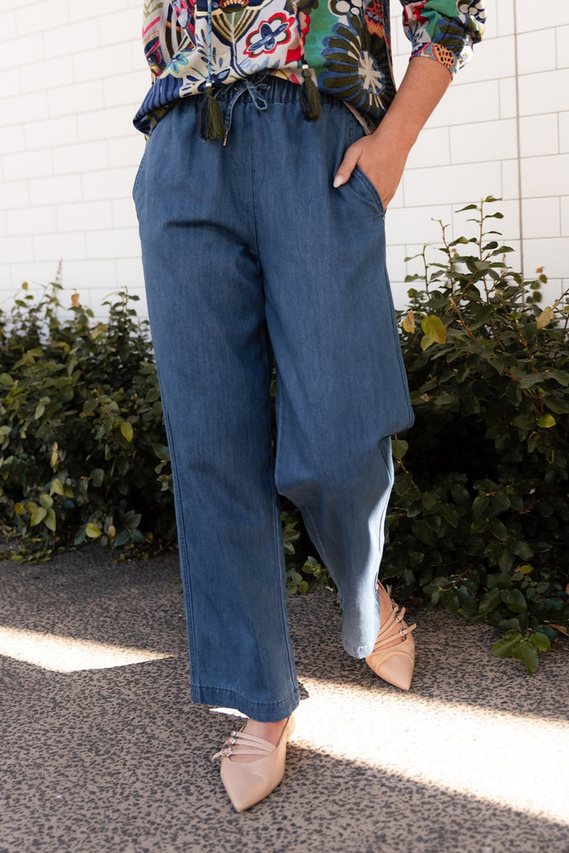 Helene Blue Denim Drawstring Pants