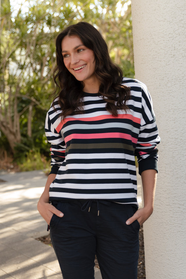 Merriment Navy Stripe Cotton Sweatshirt