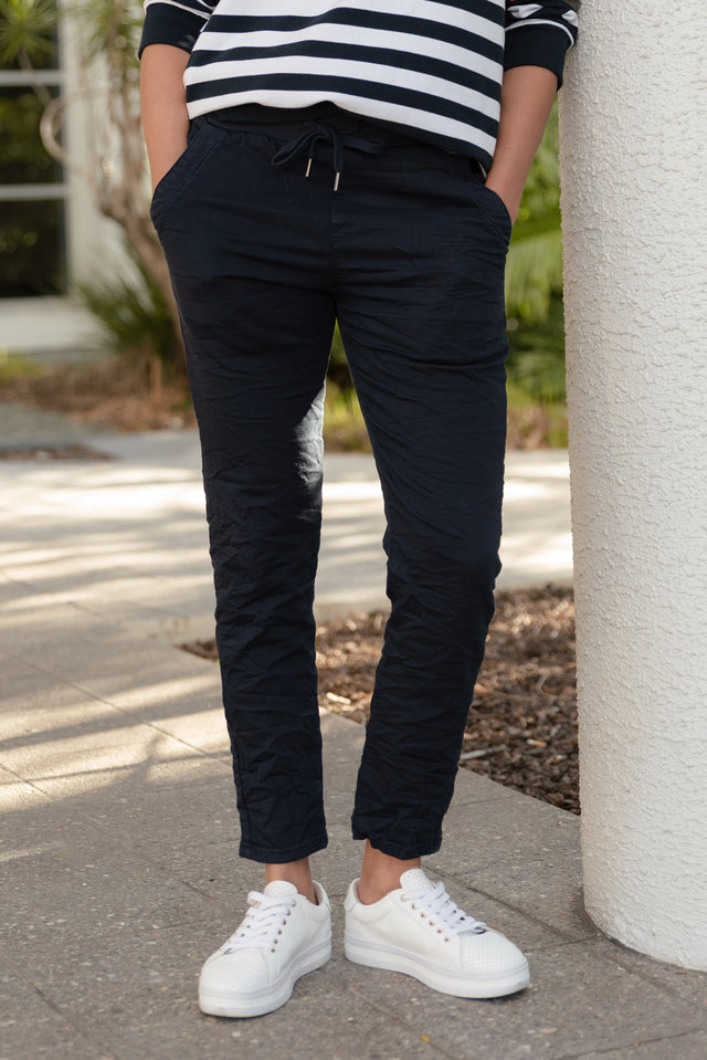 Riley Navy Denim Jogger Pants