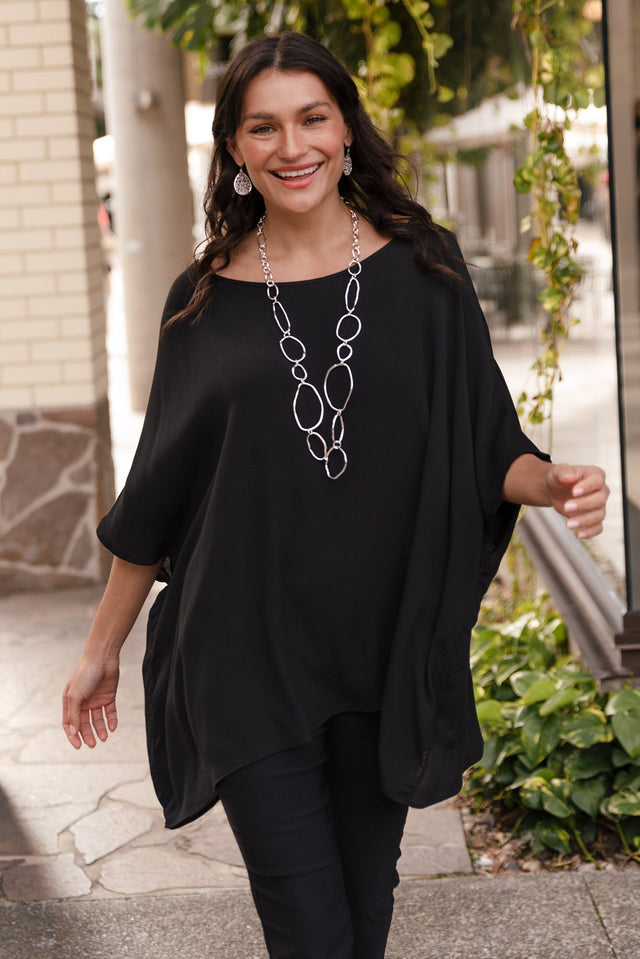 Mali Black Drape Top
