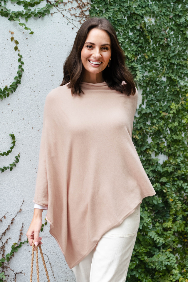 Amy Dusty Pink Wool Blend Poncho image 1
