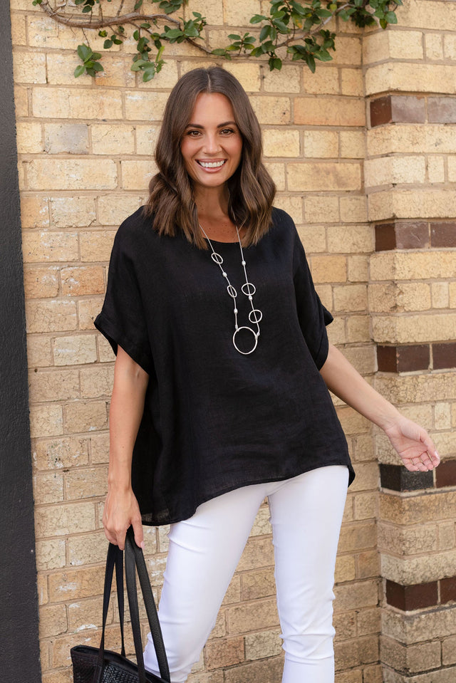 Chaya Black Linen Top