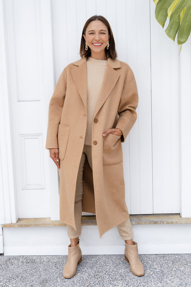 Cohan Camel Wool Blend Button Coat