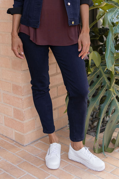 Callie Navy Cotton 7/8 Stretch Pants
