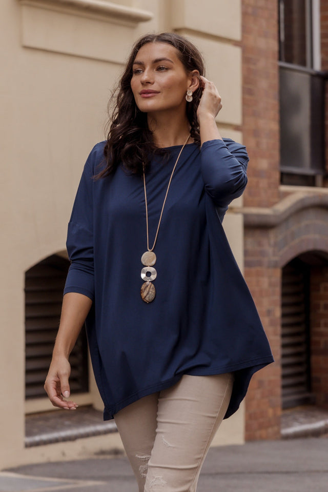 Anakin Navy Hi Lo Bamboo Top,Lifestyle