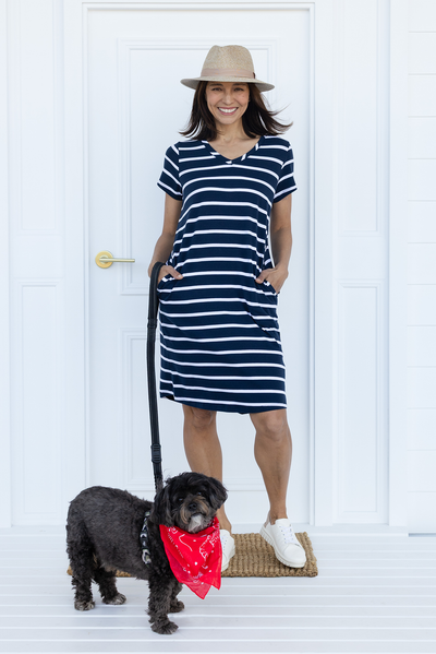 Harley Navy Stripe Cotton Tee Dress