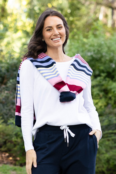 Megan White Cotton Long Sleeve Top
