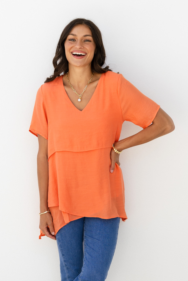 Alvina Orange Layered Tunic Top,Lifestyle