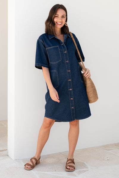 Jenna Blue Denim Shirt Dress