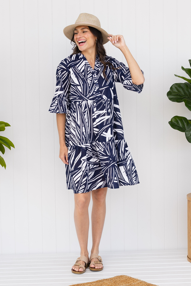 Senna Navy Burst Cotton Dress,Lifestyle