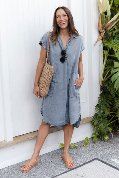 Amity Blue Denim Pocket Dress