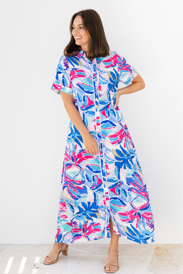 Jossalyn Indigo Leaf Tie Dress