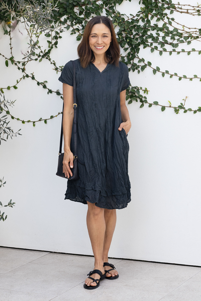 Stassi Charcoal Crinkle Cotton Dress