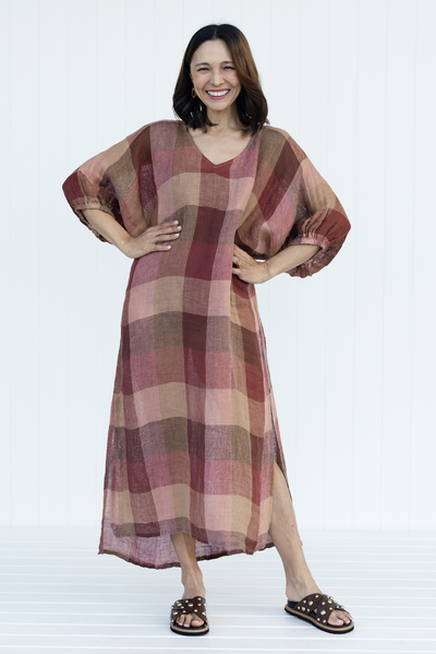Marcel Brown Check Linen Dress