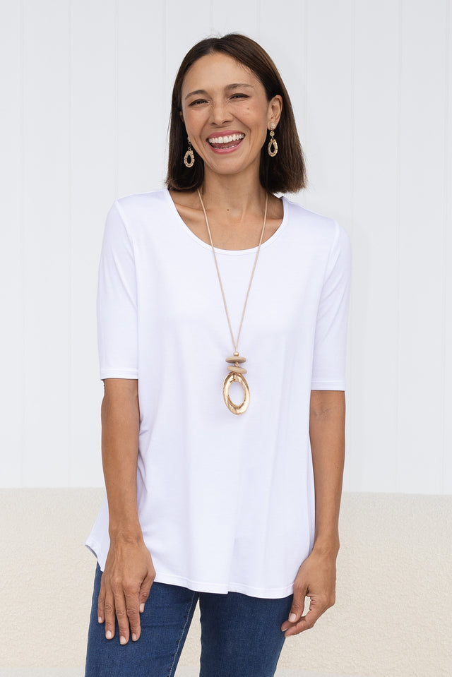 Maya White Half Sleeve Tee