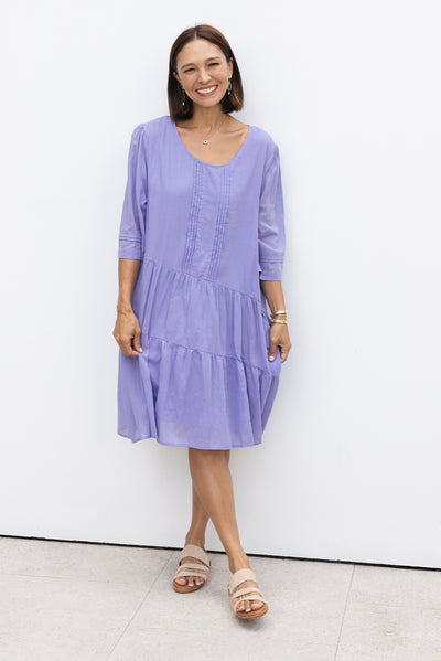 Portia Purple Cotton Asymmetrical Dress