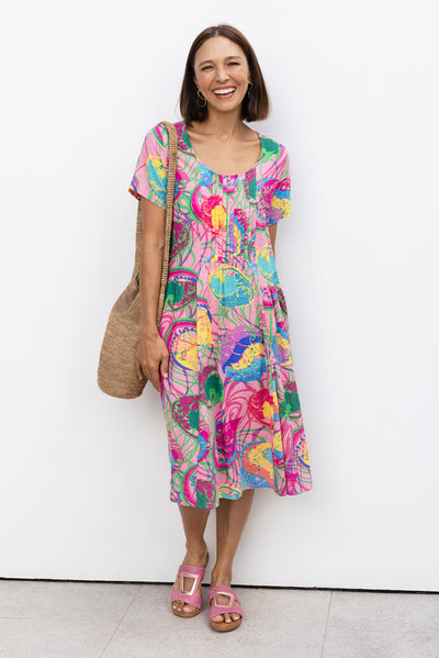 Murano Pink Tropical Cotton Dress