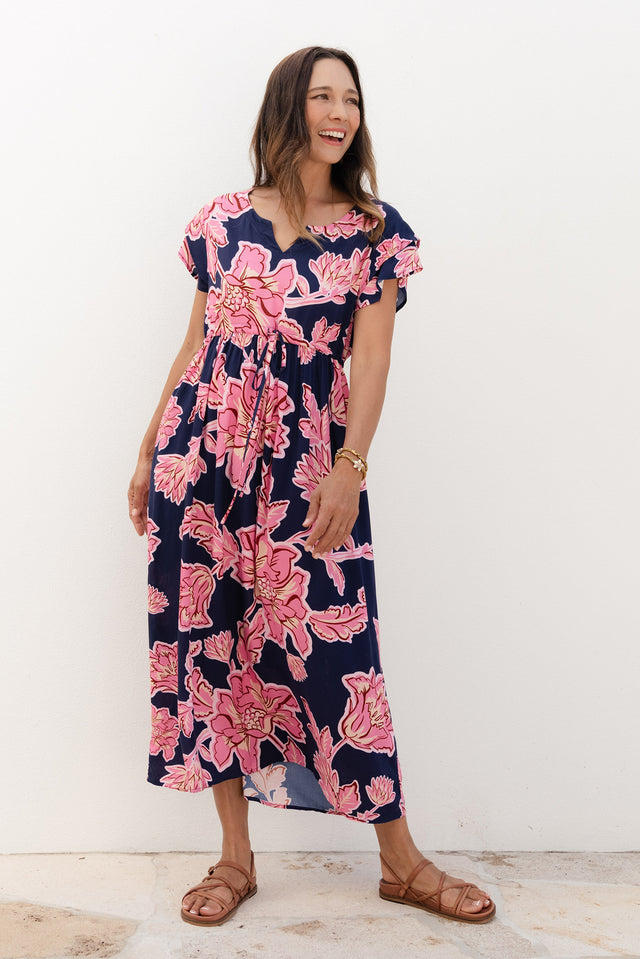 Suzette Navy Flower Midi Dress image 1