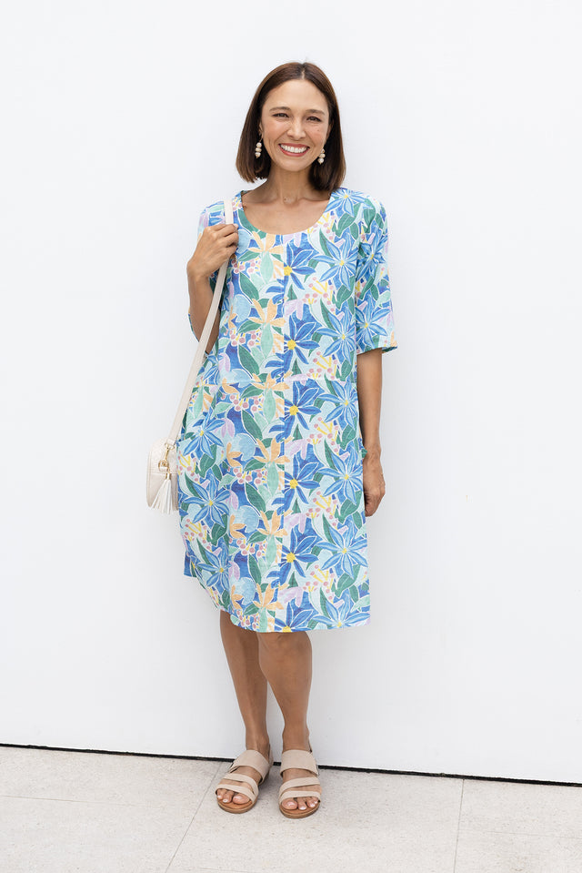 Lilibet Blue Garden Cotton Pocket Dress