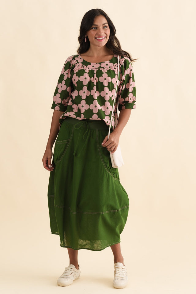 Gabe Green Cotton Pocket Skirt,Brunette model,alt text|model:Brontie image 7