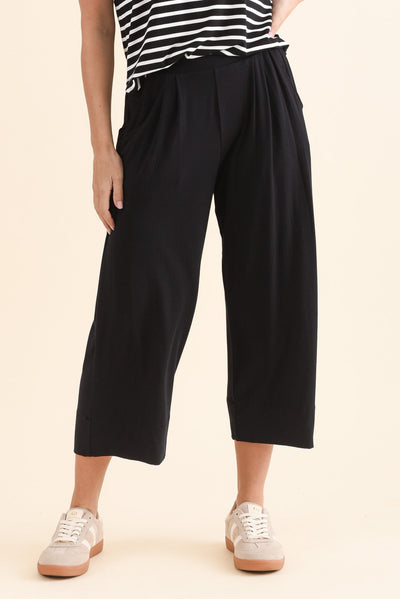 Rhodes Black Bamboo Wide Leg Pants
