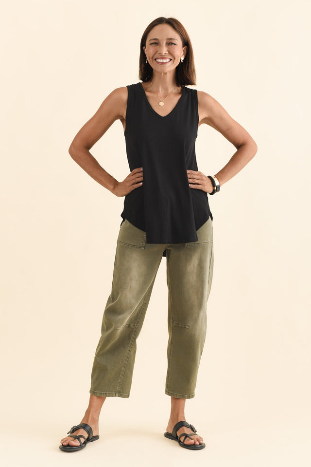 Rihanna Black Bamboo Tank,Brunette model,alt text|model:Cara image 4