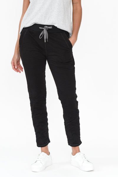 Riley Black Denim Jogger Pants