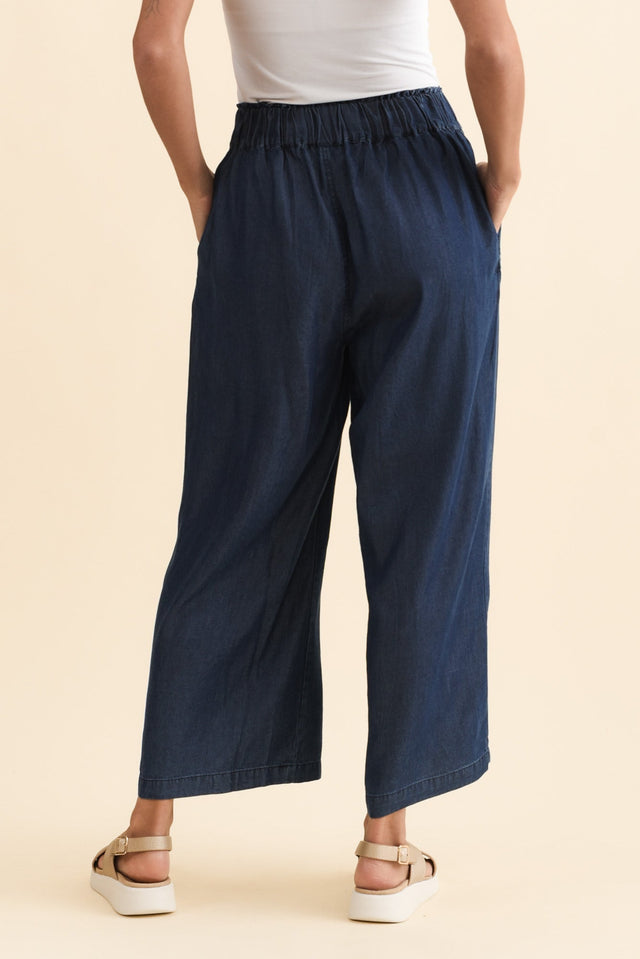 Rio Dark Blue Lyocell Relaxed Pants,Brunette model,alt text|model:Brontie image 6