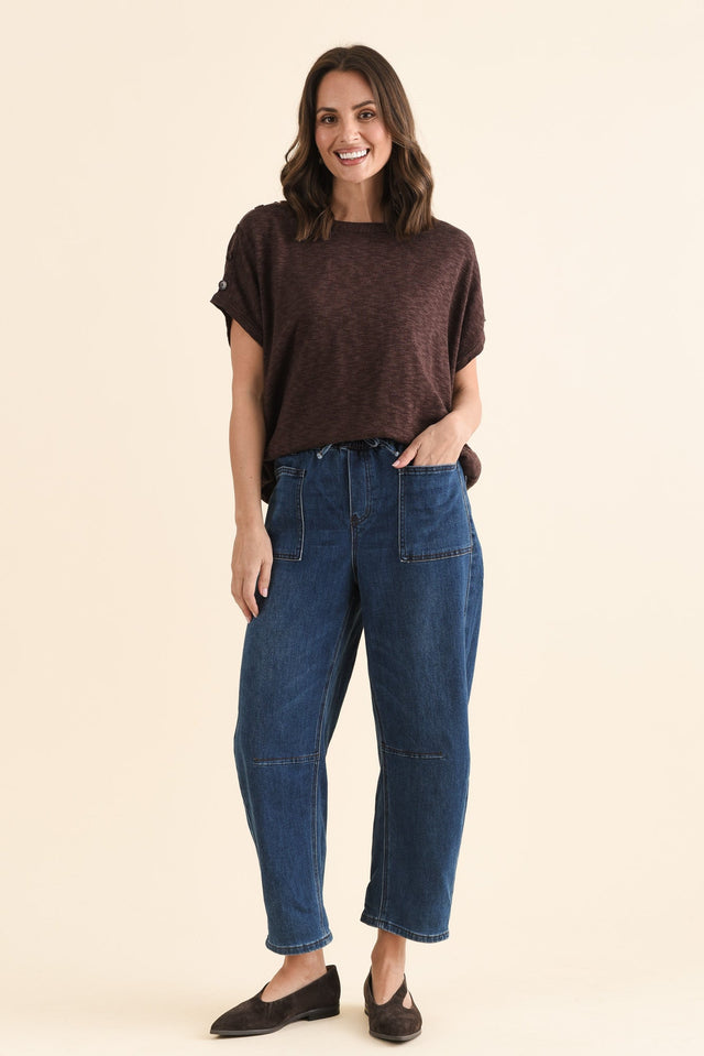 Rome Dark Blue Denim Barrel Jeans image 6