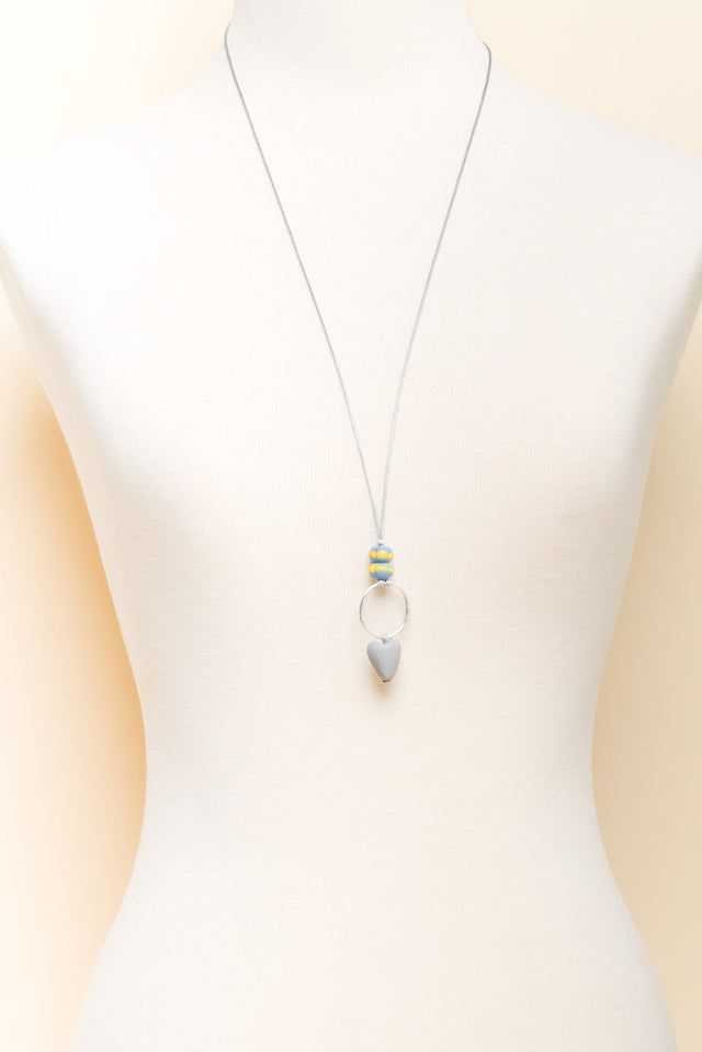 Romina Grey Heart Beaded Necklace image 2