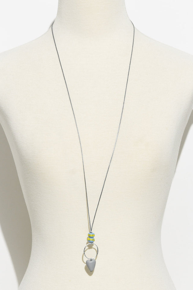 Romina Grey Heart Beaded Necklace image 2
