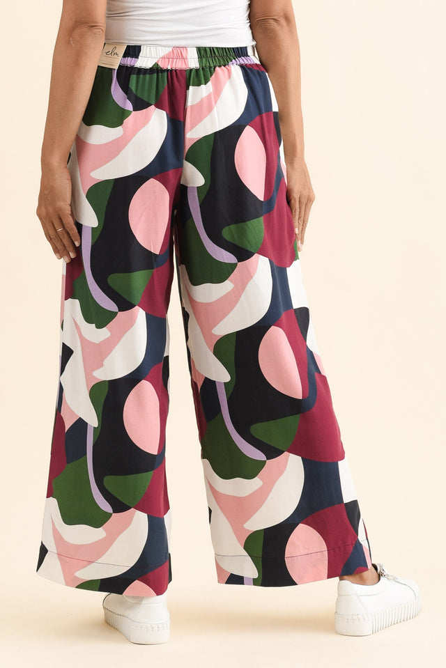 Ronja Red Abstract Pocket Pants,Back,Brunette model,alt text|model:Cara image 5