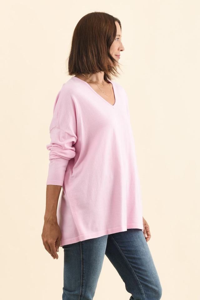Ronnie Light Pink Knit Jumper,Brunette model,alt text|model:Cara image 4