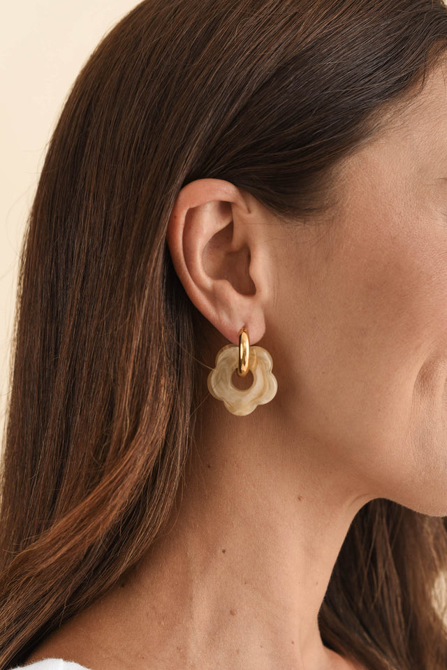 Rosalie Gold Flower Hoop Earrings