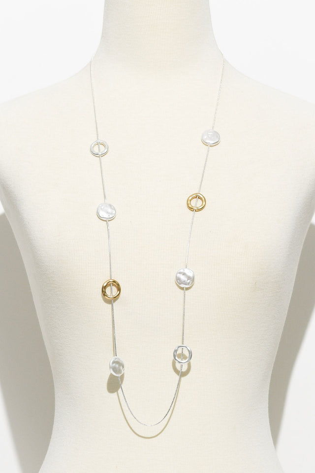 Rosaria Gold Pearl Circle Necklace image 1