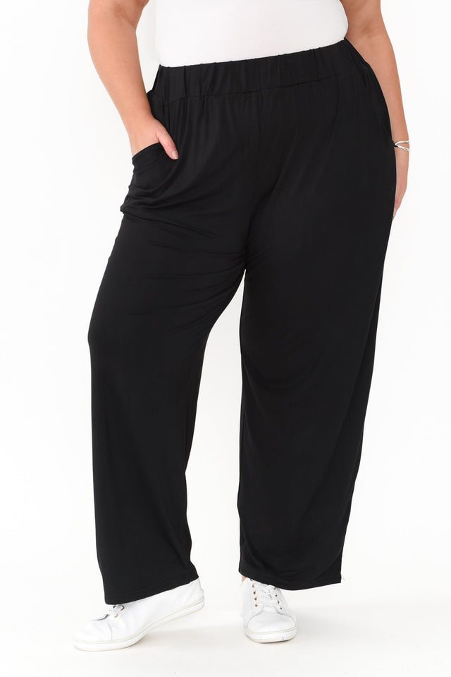 Rosella Black Bamboo Pants,Blonde model,plus-size,curve-bottoms,plus-size-Pants,alt text|model:Caitlin image 9