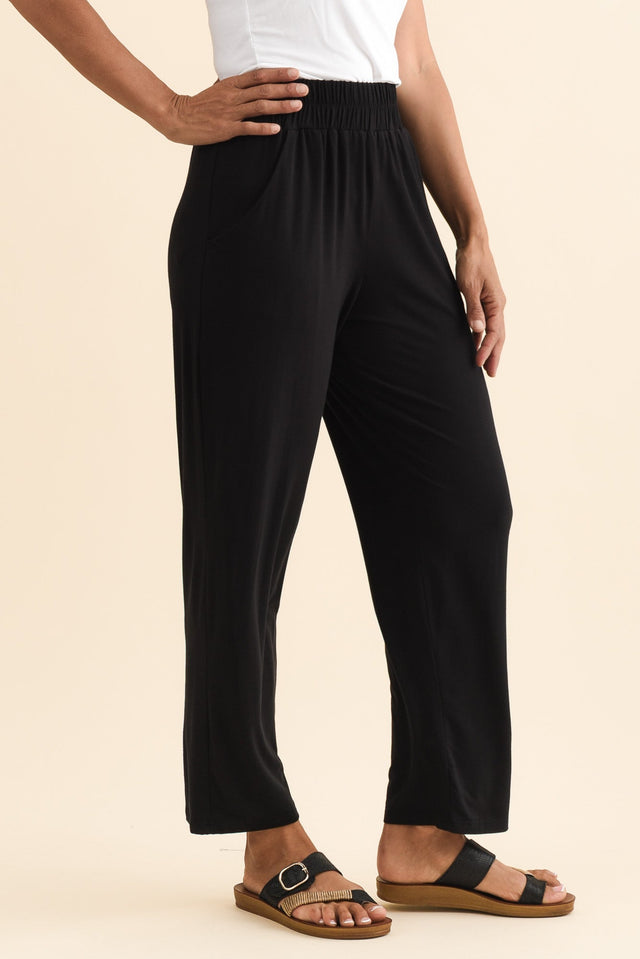 Rosella Black Bamboo Pants,Brunette model,alt text|model:Cara image 4