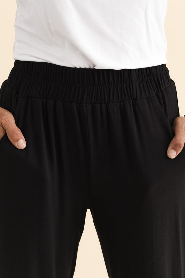 Rosella Black Bamboo Pants,Brunette model,alt text|model:Cara image 6