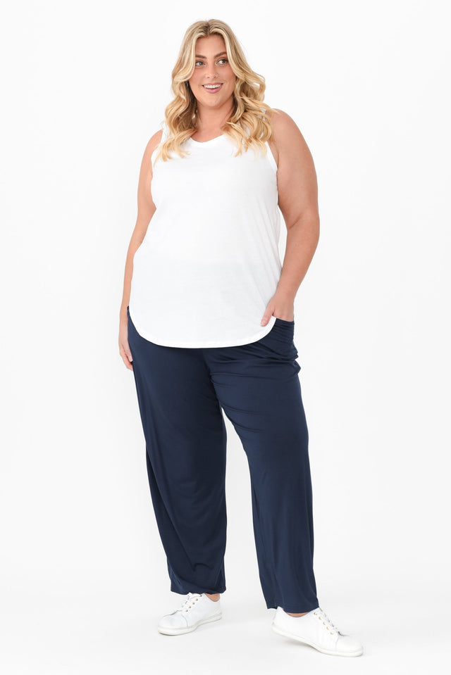 Rosella Navy Bamboo Pants,Blonde model,alt text|model:Caitlin image 12