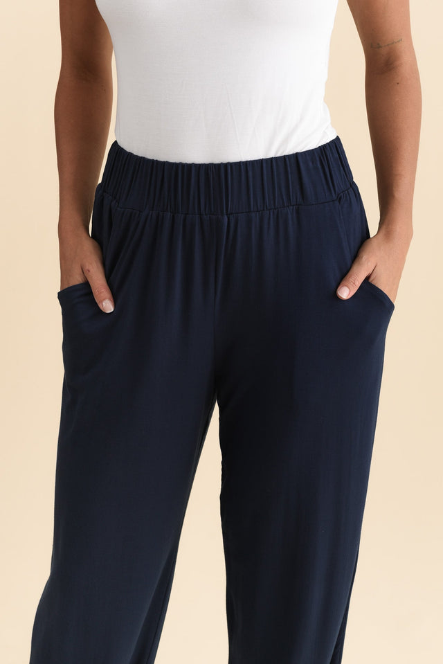 Rosella Navy Bamboo Pants,Brunette model,alt text|model:Brontie image 6