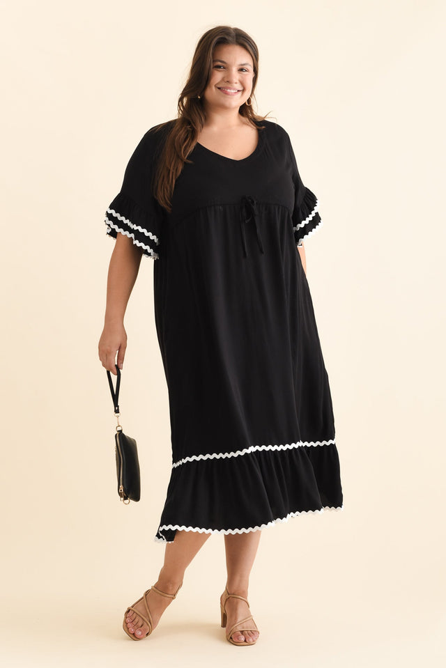 Rosemarie Black Frill Dress,Brunette model,plus-size,curve-dresses,plus-size-sleeved-dresses,plus-size-midi-dresses,plus-size-evening-dresses,plus-size-wedding-guest-dresses,plus-size-cocktail-dresses,plus-size-formal-dresses,plus-size-mother-of-the-bride-dresses,plus-size-race-day-dresses,plus-size-work-edit,alt text|model:Gabby image 11