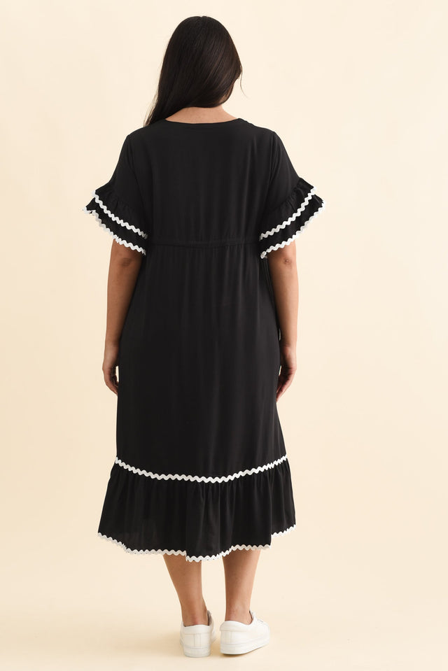 Rosemarie Black Frill Dress,Brunette model,alt text|model:Emilia image 10