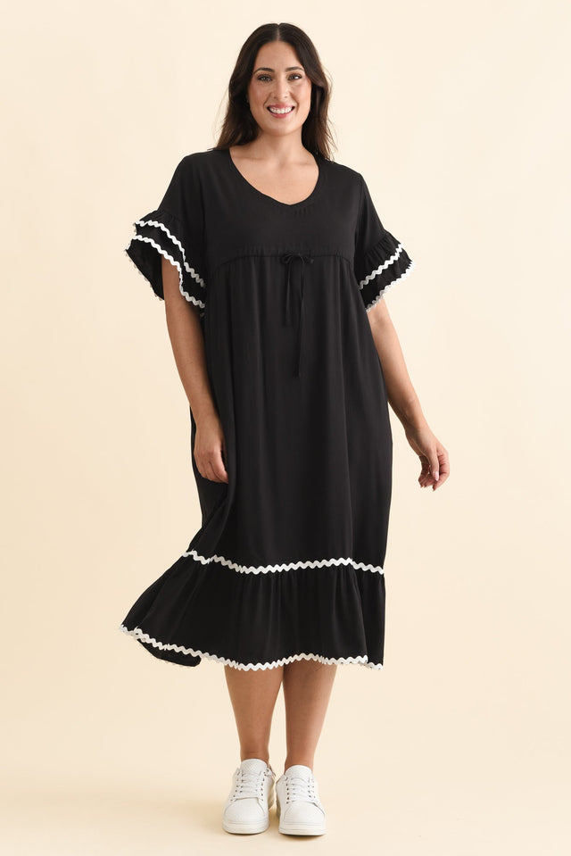 Rosemarie Black Frill Dress,Brunette model,alt text|model:Emilia image 8