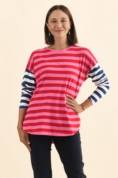 Rouge Red Stripe Cotton Long Sleeve Tee