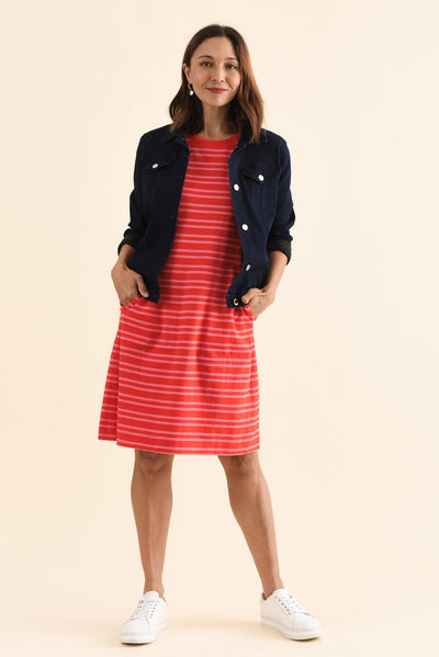 Rouge Red Stripe Cotton T-Shirt Dress