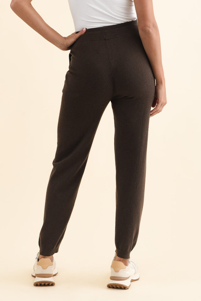 Rowan Chocolate Cotton Cashmere Knit Pants,Brunette model,alt text|model:Brontie image 5