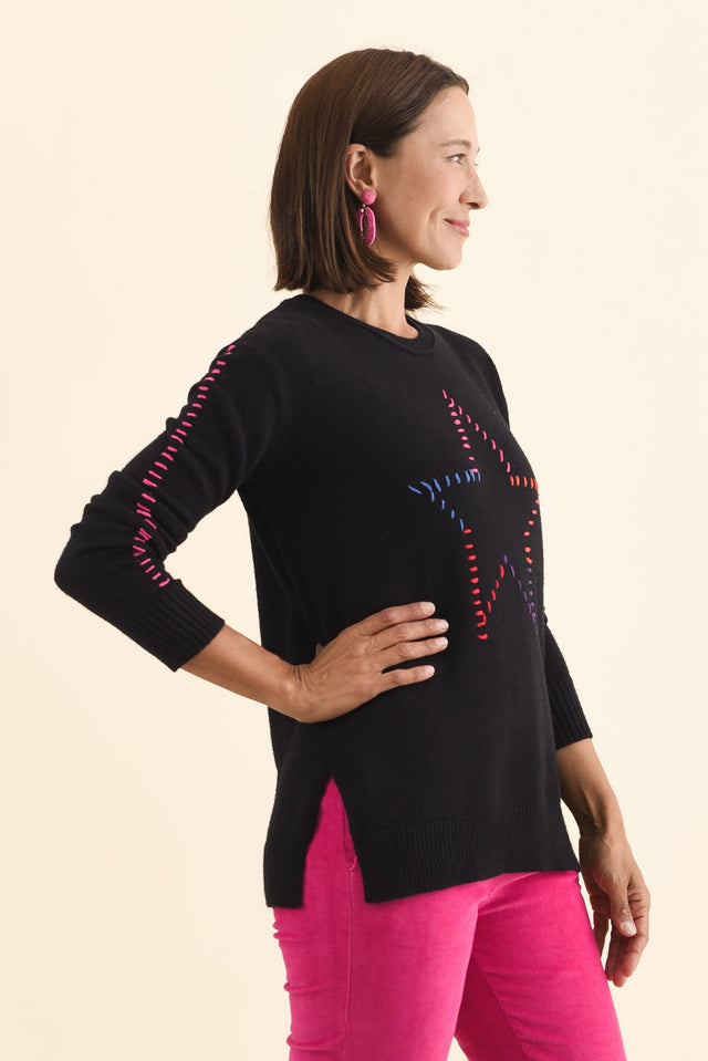 Rowley Black Star Knit Jumper,Brunette model,alt text|model:Cara image 5