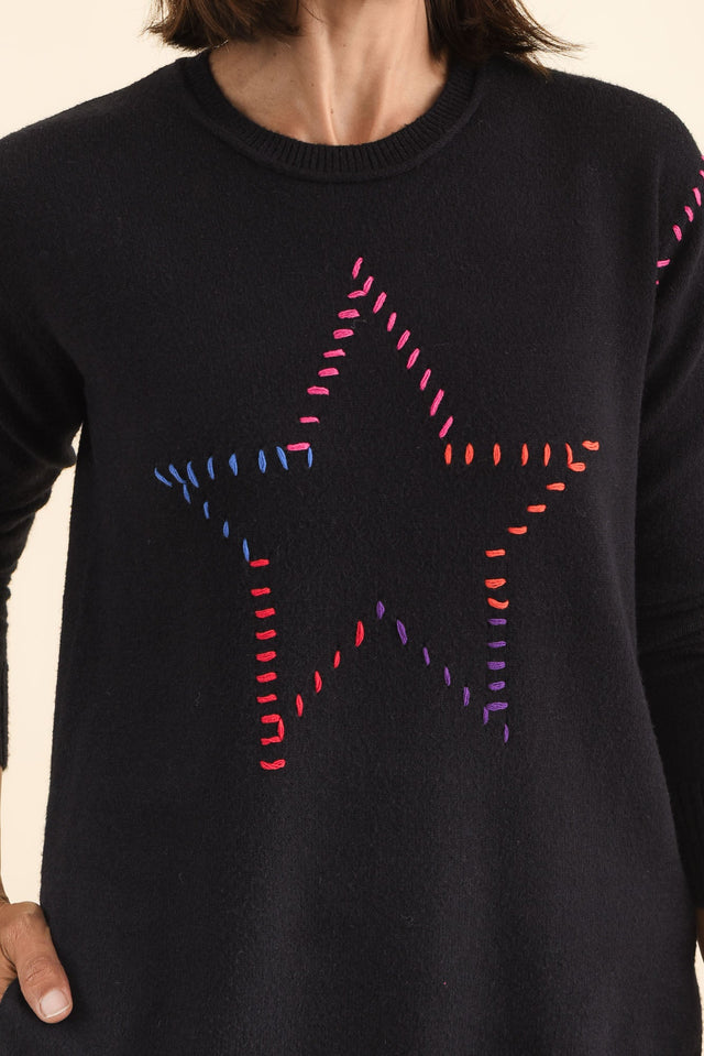 Rowley Black Star Knit Jumper,Brunette model,alt text|model:Cara image 7