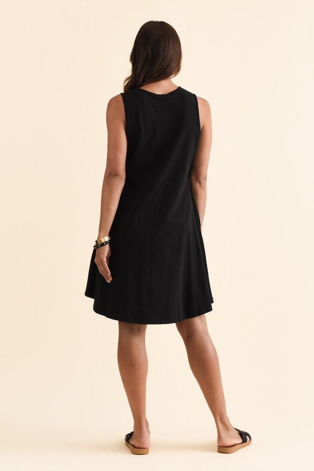 Roxanne Black Swing Dress,Brunette model,alt text|model:Cara image 5